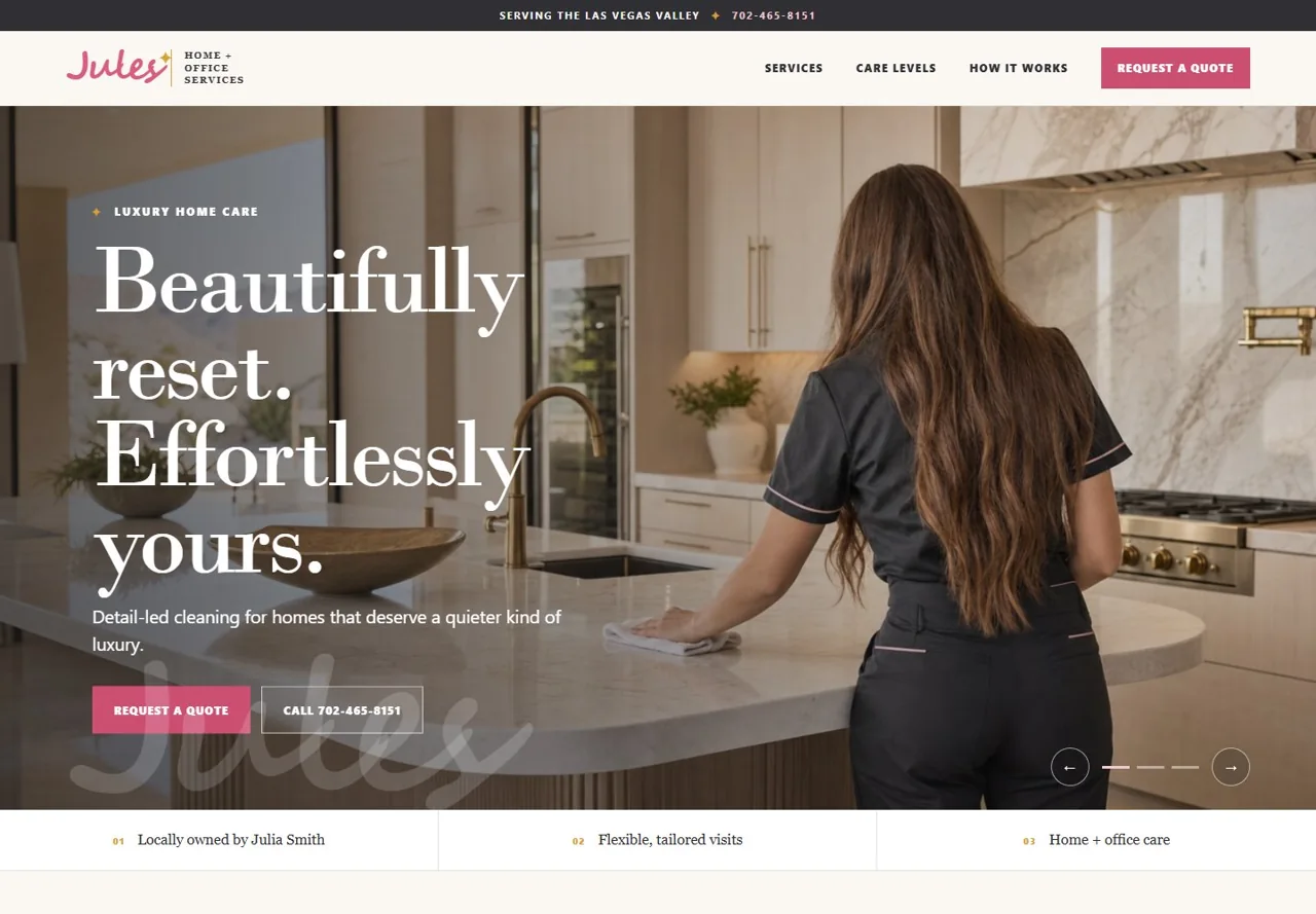 Jules Home and Office Services website captured in October 2026